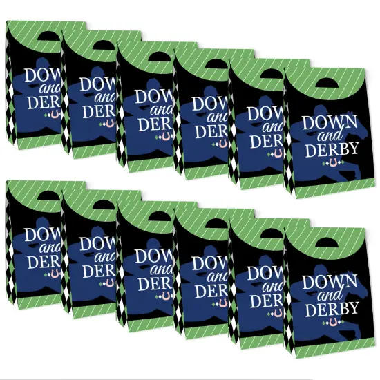Big Dot of Happiness Kentucky Horse Derby - Horse Race Gift Favor Bags - Party Goodie Boxes - Set of 12 {6}