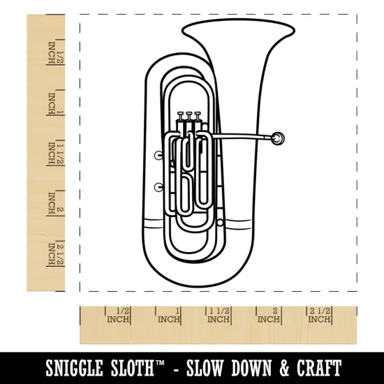Tuba Brass Musical Instrument Square Rubber Stamp for Stamping Crafting {1}