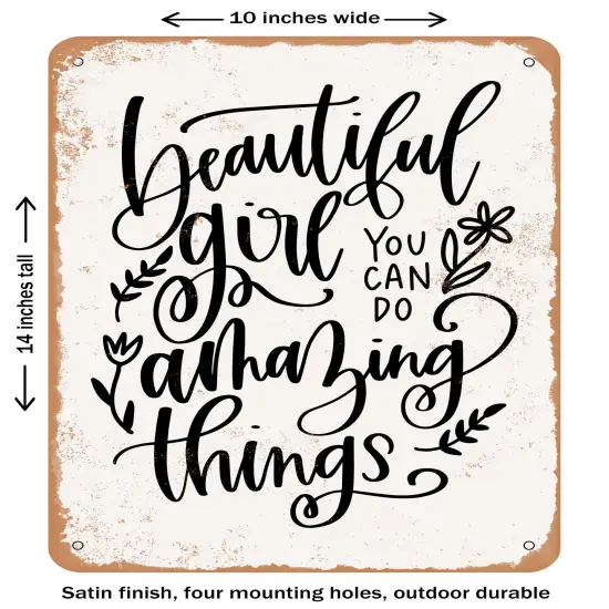 DECORATIVE METAL SIGN - Beautiful Girl- Vintage Rusty Look {1}