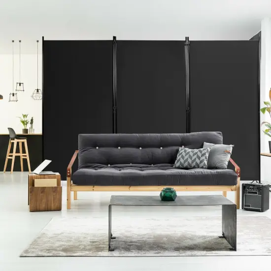3-Panel Room Divider Folding Privacy Partition Screen for Office Room Black {3}