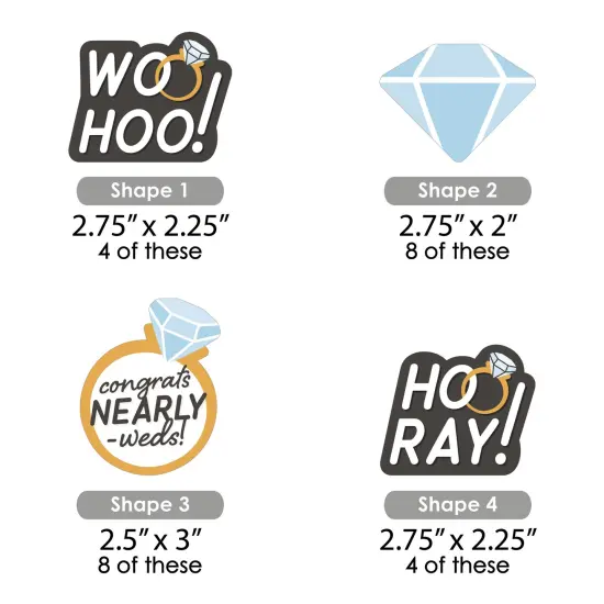 Big Dot of Happiness Just Engaged - Black and White - DIY Shaped Engagement Party Cut-Outs - 24 Count {3}