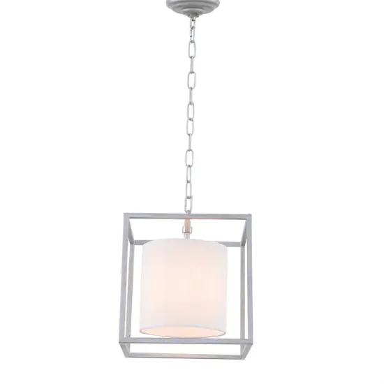 Mirin 1 light Vintage Silver and White shade pendant {4}