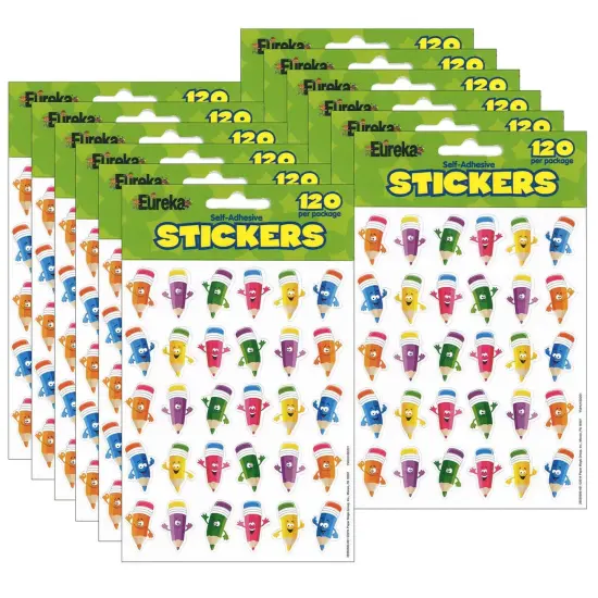 Pencil Smiley Faces Theme Stickers, 120 Per Pack, 12 Packs {1}