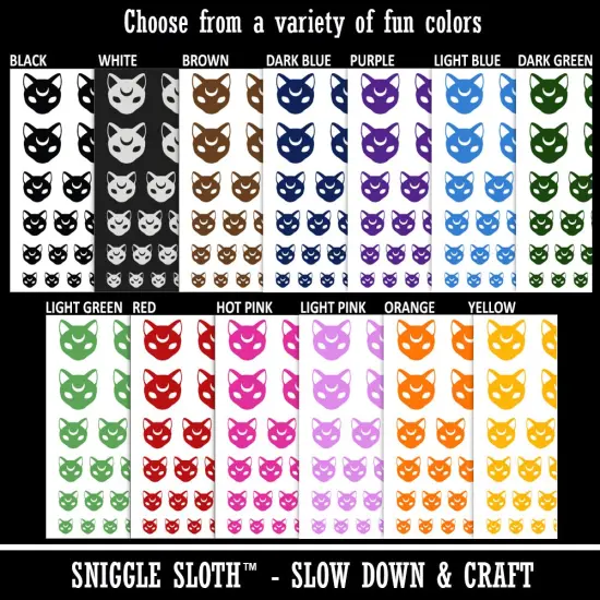 Witch Cat Head with Moon on Forehead Temporary Tattoo Water Resistant Fake Body Art Set Collection Red {3}