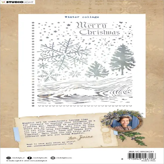 Studio Light Jenine's Mindful Art 5.82"X8.25" Stencil-Nr. 241, Winter Collage {3}