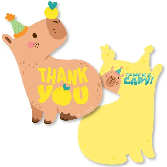Big Dot of Happiness Capy Birthday - Shaped Thank You Cards - Capybara Party Thank You Note Cards with Envelopes - Set of 12 {1}