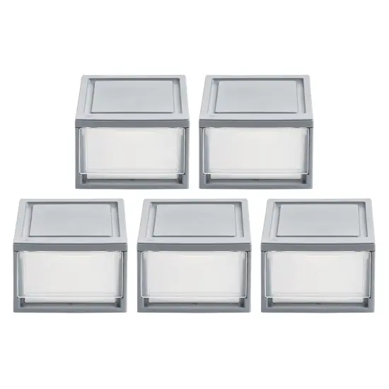 IRIS USA 5Pack Stackable Storage Drawer Box for Closet, School supplies, Gray {1}