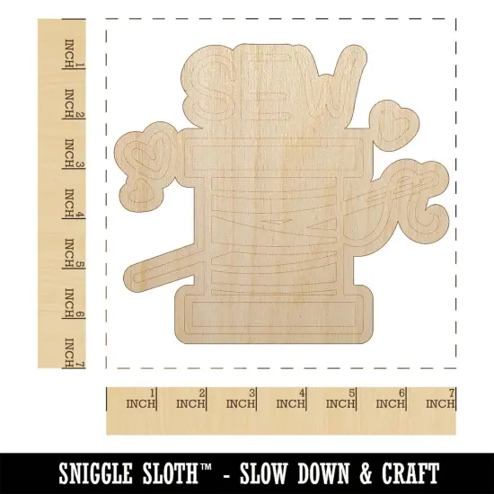 Spool of Thread Sew Sewing Unfinished Wood Shape Piece Cutout for DIY Craft Projects {1}