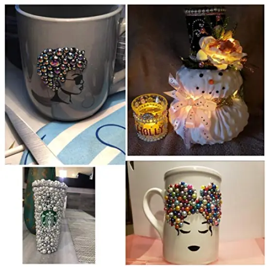 1000 Pieces Flatback Half Pearls, Mixed Size 4/6/8/10/12/14mm Flat Back Round Half Pearls Beads for Crafts Jewelry, Loose Beads Gem (Jet Black AB) {3}