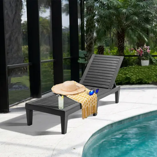 Outdoor Recliner Chair With 5-position Adjustable Backrest Black {6}