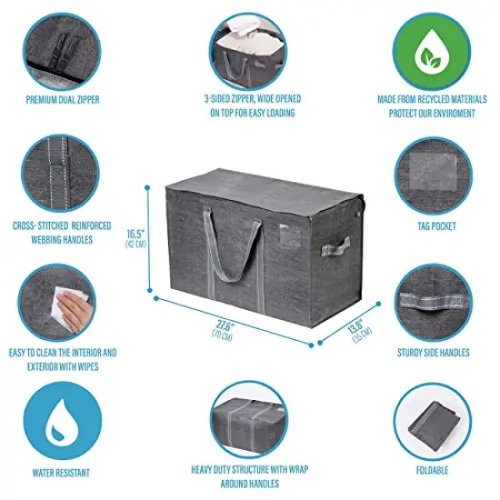 VENO 2 Pack Extra Large Moving Storage Bags with Zippers, Foldable Heavy-Duty Tote for Space Saving, Alternative to Moving Boxes, Packing Supplies, Plastic Storage Bins (Dark Gray, 2 Pack) {5}