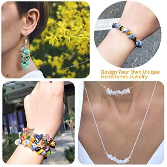 2800 PiecesCrystal Beads for Jewelry Making, Natural Crystal Bead Gemstone Chip Beads for Earring Ring Making Kit with Spacer Beads Earring Hooks Pendants Charms Wire String for DIY Bracelets Beading Kit {3}