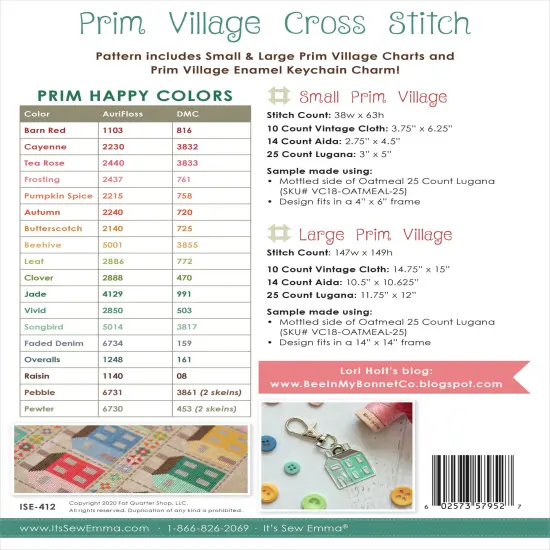 It's Sew Emma Cross Stitch Pattern-Prim Village By Lori Holt {2}