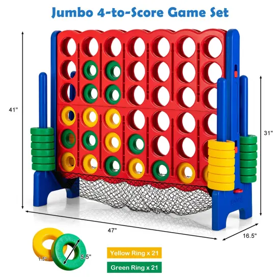 Costway 4-to-Score Giant Game Set 4-in-a-Row Connect Game W/Net Storage for Kids & Adult {3}