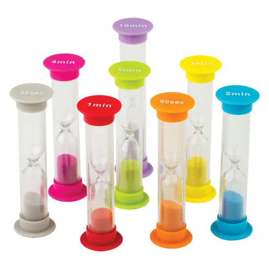 Small Sand Timers Combo, Assorted Colors & Times, 8 Per Pack, 2 Packs {2}