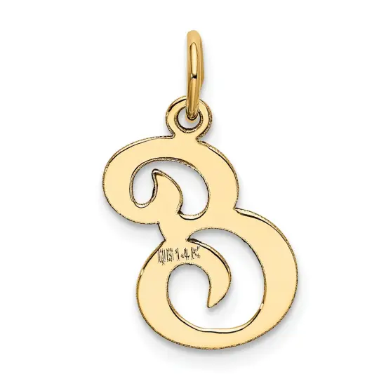 14K Gold Polished Fancy Initial Letter E Charm Pendant Jewerly 20mm x 11mm {4}