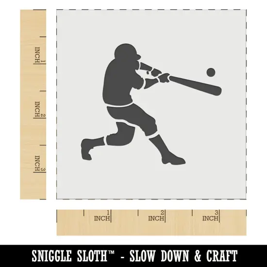 Baseball Player Batter Hitting Ball Wall Cookie DIY Craft Reusable Stencil {5}