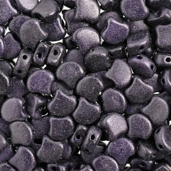 John Bead Czech Glass Jet Color Metallic Suede Ginko Beads, 50g Dark Purple {1}