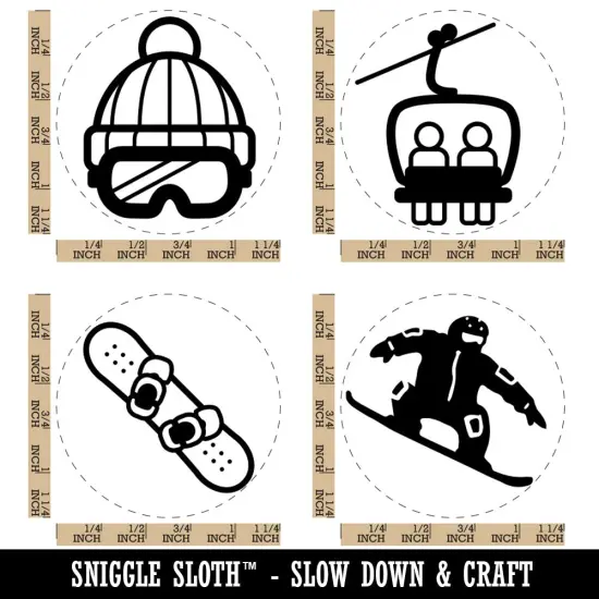 Snowboarding Extreme Snowboarder Snowboard Rubber Stamp Set for Stamping Crafting Planners {1}