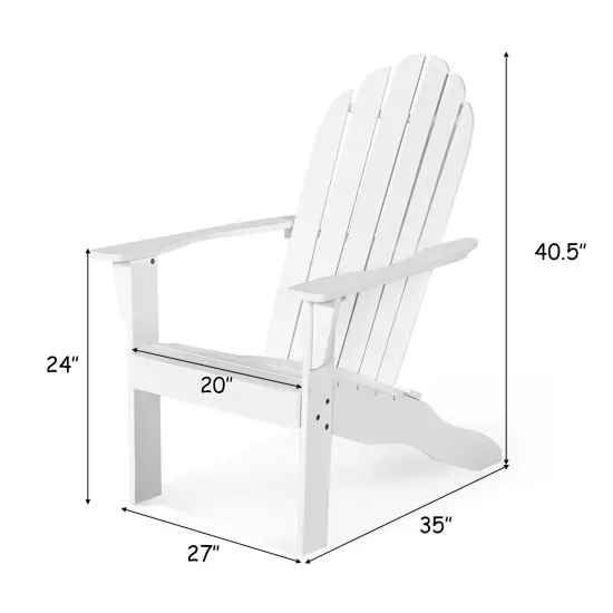 Wooden Outdoor Lounge Chair with Ergonomic Design for Yard and Garden White {5}