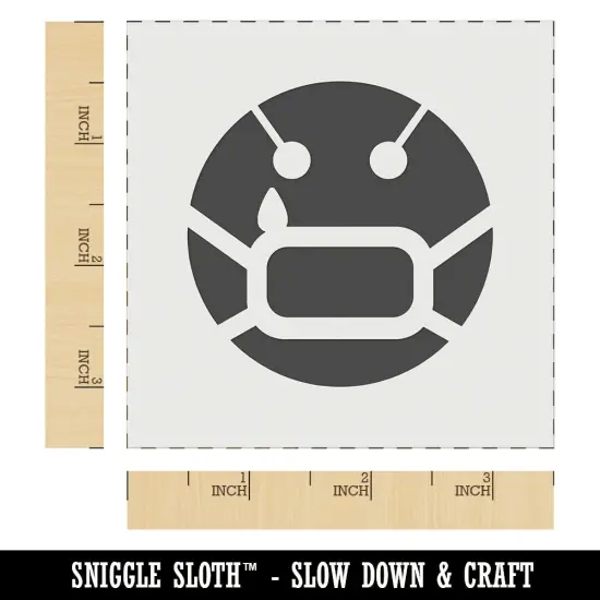 Sick Sad Face Mask Face Emoticon Wall Cookie DIY Craft Reusable Stencil {6}