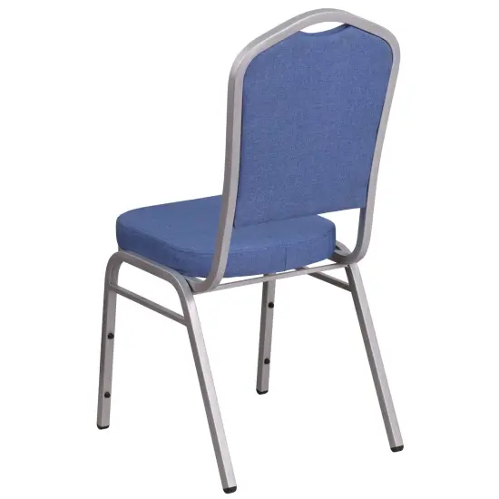 Emma and Oliver Crown Back Stacking Banquet Dining Chair BlueFabric/Silver {4}