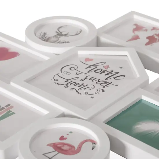 Decorative Modern Wall Mounted Multi Photo Frame Collage Picture Holder for 8 Pictures Multiple Sized, White {3}