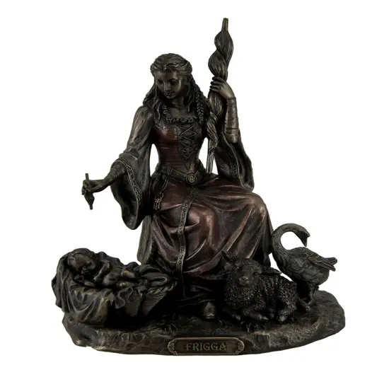 Frigga Norse Goddess of Destiny Love and Marriage w/Infant Animals & Spindle {1}