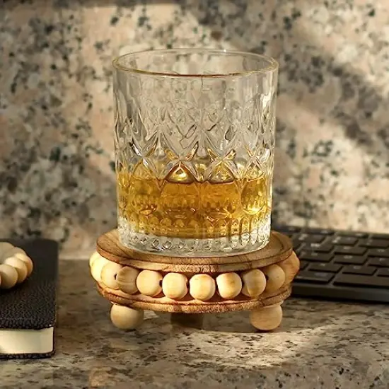 2 Pieces Wood Riser, Risers for Decor,Pedestal Stand,Display Stand apply to Home Decor,Farmhouse Decor,Tiered Tray Decor(Brown, 4 Inches) {5}