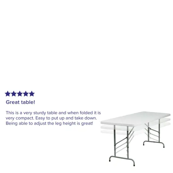 Emma and Oliver 6-Foot Height Adjustable Plastic Folding Table Granite White {4}