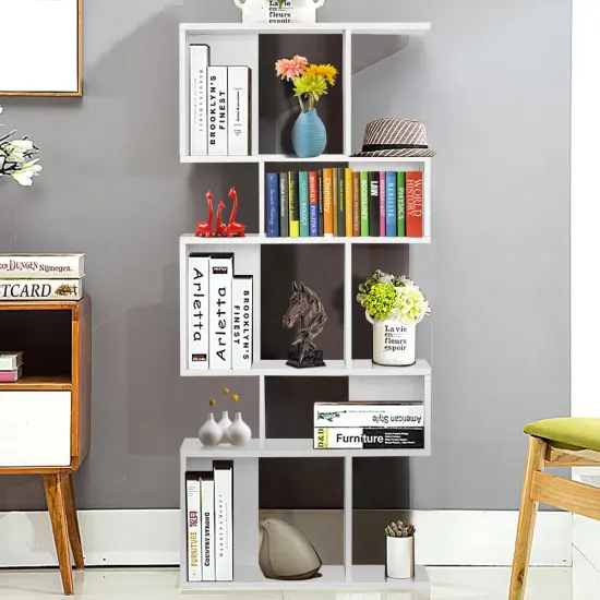 Costway 5 Cubes Ladder Shelf Freestanding Corner Bookshelf Display Rack Bookcase {5}