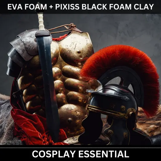 Black Foam Modeling Clay for Sculpting (300g) & EVA Foam - Cosplay Foam Clay Air Dry and Cosplay EVA Foam - Air Dry Foam Clay and Cosplay Foam Sheets, Craft Foam Sculpting Clay for Adults and All Ages {6}