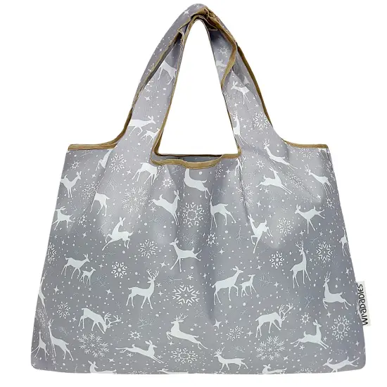 Wrapables Large Foldable Tote Nylon Reusable Grocery Bags, Dancing Deer {3}