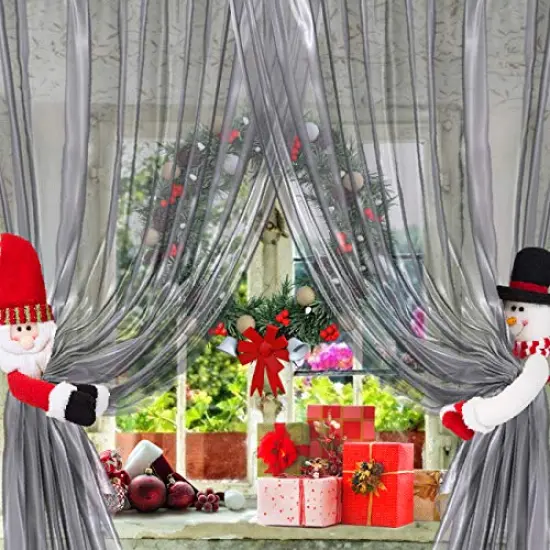 2 Pack Christmas Curtain Buckle Doll Santa & Snowman Creative Curtain Tieback Hold Back Fastener,Christmas Wine Bottle Topper for Xmas Holiday Home Window Decoration (Red and White) {1}