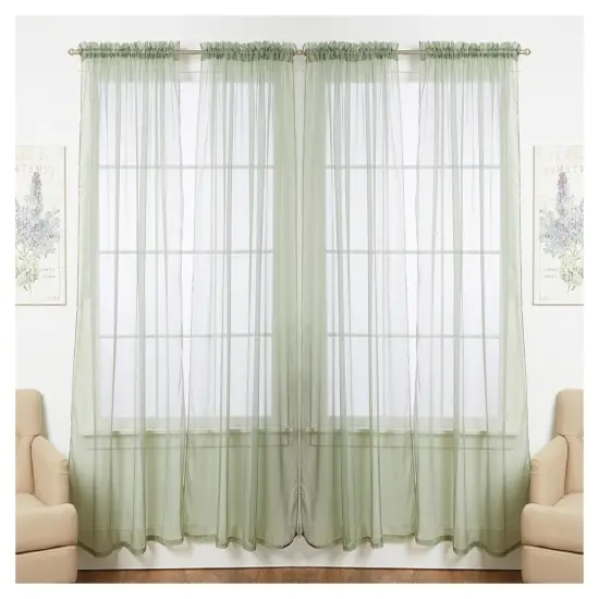 J&V TEXTILES 4-Pack Value: Solid Sheer Window Curtain Panels Black {3}
