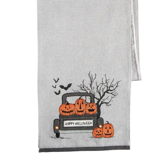 Bats & Jack-O-Lantern Pumpkins "Happy Halloween" Cotton Table Runner 13" x 72" {3}
