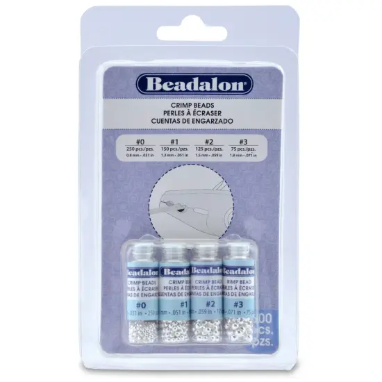 Beadalon Crimp Beads Variety Pack Sizes 0, 1, 2 & 3 600/Pkg-Silver-Plated {1}