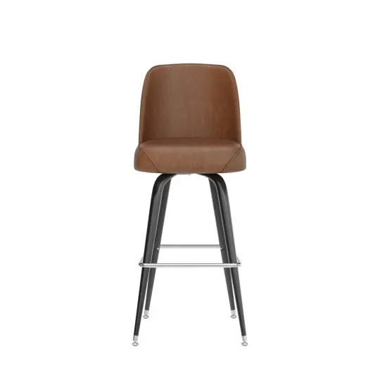 Emma and Oliver Metal Barstool with Swivel Bucket Seat Weathered Brown {6}