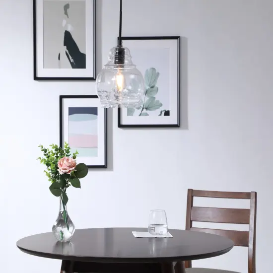 Pierce 1 light Black and Clear seeded glass pendant {2}