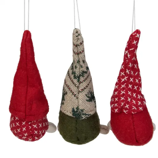 Northlight Santa Gnome Christmas Ornament - 4.25" - Red and Green - Set of 3 {5}