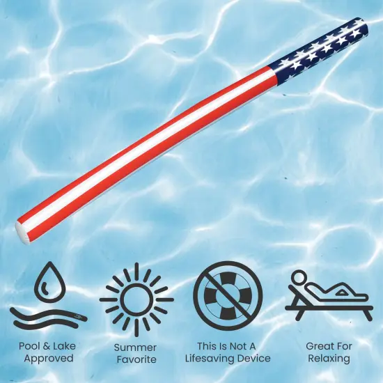 Swim Central Patriotic Stars and Stripes Inflatable Swimming Pool Float - 72" - Red and White {4}