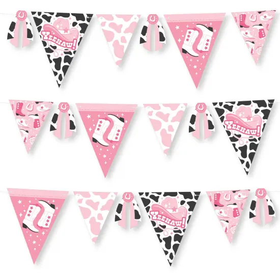 Big Dot of Happiness Rodeo Cowgirl - DIY Pink Western Party Pennant Garland Decoration - Triangle Banner - 30 Pieces {1}