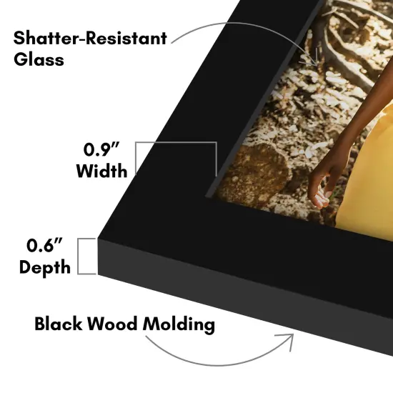 Americanflat Gallery Wall Picture Frames - Set of 10 - 8x10 (2), 5x7 (4), 4x6 (4) - Picture Frame Set - Shatter Resistant Glass - Adjustable Hanging Hardware - Easel for Table Display Black {3}