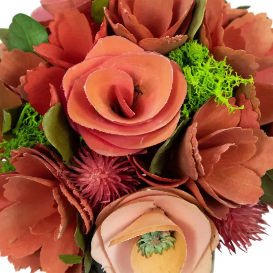 Northlight Artificial Mixed Floral Wooden Spring Bouquet - 9" - Red and Pink {4}