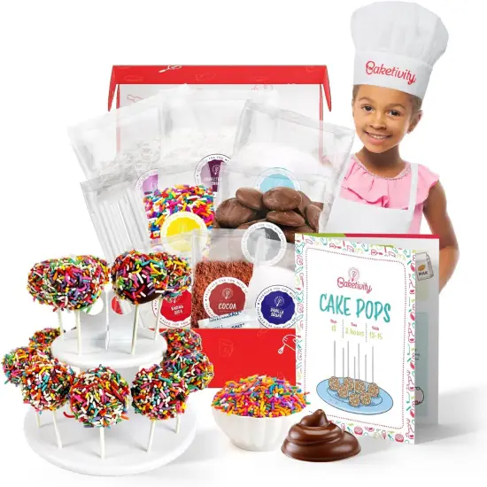 Cake Pop Kit by Baketivity | No Cake Pop Mold or Maker Needed | Cake Pop Stand and Baking Kit | Arts and Crafts for Kids Baking Sets | Kosher {1}
