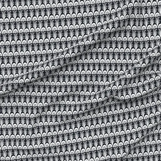 Various Fabrics by the Yard or Fat Quarter Block Print Black And White Botanical Arch Leaves Rustic Custom Printed Fabric by Spoonflower {6}