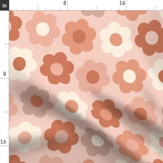 Various Fabrics by the Yard or Fat Quarter Retro Floral Terracotta Cream 1970S Blush Pink Midcentury Custom Printed Fabric by Spoonflower {2}