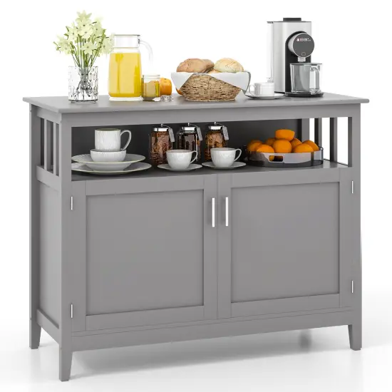 Costway Costway Kitchen Sideboard Buffet Server Cupboard Storage Cabinet with 2 Doors Grey {1}