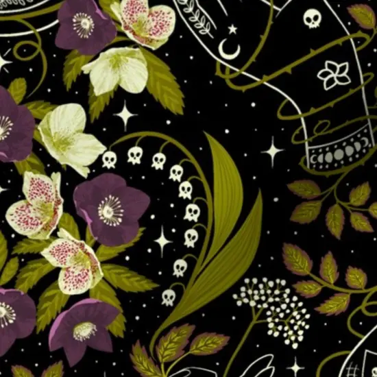Various Fabrics by the Yard or Fat Quarter Gothic Celestial Witchy Poisonous Plants Hands Magical Custom Printed Fabric by Spoonflower {7}
