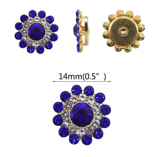 200 Pieces 14mm Flower Shape Claw Cup Sew on Rhinestone Button, Crystal Glass Buttons for Jewelry Making, Clothes, Furniture, Earring, Garment Apparel and DIY Accessories Decoration {5}